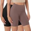 imageODODOS 2Pack High Waist Workout Shorts for Women Tummy Control Workout Gym Athletic Biker Shorts6quot  8quot InseamBlackpurple Taupe