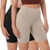 imageODODOS 2Pack High Waist Workout Shorts for Women Tummy Control Workout Gym Athletic Biker Shorts6quot  8quot InseamBlacktaupe