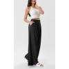 imageODODOS Chiffon Flowy Pleated Wide Leg Pants for Women Lightweight High Waist Trouser with Pockets2729quot 31quot InseamBlack