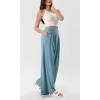 imageODODOS Chiffon Flowy Pleated Wide Leg Pants for Women Lightweight High Waist Trouser with Pockets2729quot 31quot InseamBrittany Blue