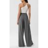 imageODODOS Chiffon Flowy Pleated Wide Leg Pants for Women Lightweight High Waist Trouser with Pockets2729quot 31quot InseamCharcoal