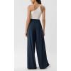 imageODODOS Chiffon Flowy Pleated Wide Leg Pants for Women Lightweight High Waist Trouser with Pockets2729quot 31quot InseamDark Blue