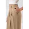 imageODODOS Chiffon Flowy Pleated Wide Leg Pants for Women Lightweight High Waist Trouser with Pockets2729quot 31quot InseamDesert