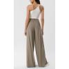 imageODODOS Chiffon Flowy Pleated Wide Leg Pants for Women Lightweight High Waist Trouser with Pockets2729quot 31quot InseamDune