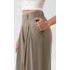imageODODOS Chiffon Flowy Pleated Wide Leg Pants for Women Lightweight High Waist Trouser with Pockets2729quot 31quot InseamDune