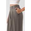 imageODODOS Chiffon Flowy Pleated Wide Leg Pants for Women Lightweight High Waist Trouser with Pockets2729quot 31quot InseamFalcon