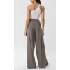 imageODODOS Chiffon Flowy Pleated Wide Leg Pants for Women Lightweight High Waist Trouser with Pockets2729quot 31quot InseamFalcon