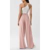 imageODODOS Chiffon Flowy Pleated Wide Leg Pants for Women Lightweight High Waist Trouser with Pockets2729quot 31quot InseamPink