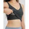 imageODODOS Cloud Feeling Tank Bra for Women U Back Wirefree Longline Sports Bra Yoga Crop TopCharcoal Heather