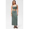 imageODODOS Modal Soft Maxi Skirt for Women Back Slit High Waist Casual Long Pencil SkirtsSlate Green