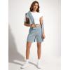 imageODODOS Modal Soft Relaxed Shorts for Women Adjustable Shockcord High Waist Casual Shorts with Pockets  4quot  6quot InseamGrey Blue