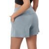 imageODODOS Modal Soft Relaxed Shorts for Women Adjustable Shockcord High Waist Casual Shorts with Pockets  4quot  6quot InseamGrey Blue