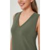 imageODODOS Modal Soft VNeck Tank Dress for Women Sleeveless Sundress Casual Relaxed Summer Dress with PocketDark Sage