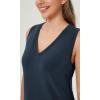 imageODODOS Modal Soft VNeck Tank Dress for Women Sleeveless Sundress Casual Relaxed Summer Dress with PocketDeep Blue