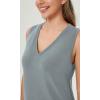imageODODOS Modal Soft VNeck Tank Dress for Women Sleeveless Sundress Casual Relaxed Summer Dress with PocketGrey Blue