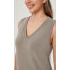 imageODODOS Modal Soft VNeck Tank Dress for Women Sleeveless Sundress Casual Relaxed Summer Dress with PocketKhaki