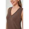 imageODODOS Modal Soft VNeck Tank Dress for Women Sleeveless Sundress Casual Relaxed Summer Dress with PocketNutria