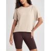 imageODODOS Womens Cozy French Terry Batwing Sleeveless Tee  Soft Crew Neck Curved Hem Relaxed Fit Casual ShirtsBeige
