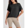 imageODODOS Womens Cozy French Terry Batwing Sleeveless Tee  Soft Crew Neck Curved Hem Relaxed Fit Casual ShirtsBlack