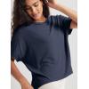 imageODODOS Womens Cozy French Terry Batwing Sleeveless Tee  Soft Crew Neck Curved Hem Relaxed Fit Casual ShirtsNavy