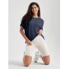 imageODODOS Womens Cozy French Terry Batwing Sleeveless Tee  Soft Crew Neck Curved Hem Relaxed Fit Casual ShirtsNavy