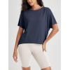 imageODODOS Womens Cozy French Terry Batwing Sleeveless Tee  Soft Crew Neck Curved Hem Relaxed Fit Casual ShirtsNavy