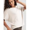 imageODODOS Womens Cozy French Terry Batwing Sleeveless Tee  Soft Crew Neck Curved Hem Relaxed Fit Casual ShirtsVanilla Ice