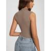imageODODOS Womens Double Layer Mock Neck Sleeveless Tee UltraSoft Lightweight Basic TShirts Slim Fit Tank TopChocolate Malt