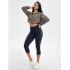imageODODOS Womens Drawstring Tie Daily Capri Leggings 19quot Inseam High Waist Workout Cropped Yoga PantsDeep Navy