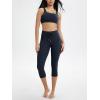 imageODODOS Womens Drawstring Tie Daily Capri Leggings 19quot Inseam High Waist Workout Cropped Yoga PantsDeep Navy