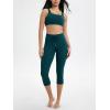 imageODODOS Womens Drawstring Tie Daily Capri Leggings 19quot Inseam High Waist Workout Cropped Yoga PantsForest Teal