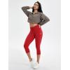 imageODODOS Womens Drawstring Tie Daily Capri Leggings 19quot Inseam High Waist Workout Cropped Yoga PantsRed