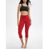 imageODODOS Womens Drawstring Tie Daily Capri Leggings 19quot Inseam High Waist Workout Cropped Yoga PantsRed