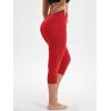 imageODODOS Womens Drawstring Tie Daily Capri Leggings 19quot Inseam High Waist Workout Cropped Yoga PantsRed