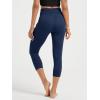 imageODODOS Womens Drawstring Tie Daily Capri Leggings with Pockets 19quot Inseam High Waist Workout Cropped Yoga PantsNavy