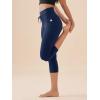 imageODODOS Womens Drawstring Tie Daily Capri Leggings with Pockets 19quot Inseam High Waist Workout Cropped Yoga PantsNavy