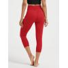 imageODODOS Womens Drawstring Tie Daily Capri Leggings with Pockets 19quot Inseam High Waist Workout Cropped Yoga PantsRed