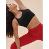 imageODODOS Womens Drawstring Tie Daily Capri Leggings with Pockets 19quot Inseam High Waist Workout Cropped Yoga PantsRed