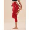 imageODODOS Womens Drawstring Tie Daily Capri Leggings with Pockets 19quot Inseam High Waist Workout Cropped Yoga PantsRed