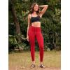 imageODODOS Womens Drawstring Tie Daily Pocket Leggings 25quot  28quot High Waist Workout Yoga PantsRed