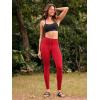 imageODODOS Womens Drawstring Tie Daily Pocket Leggings 25quot  28quot High Waist Workout Yoga PantsRed