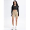 imageODODOS Womens Drawstring Tie Daily Shorts with Pockets 6quot Inseam High Waist Workout Yoga Biker ShortsBeige