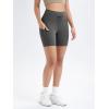 imageODODOS Womens Drawstring Tie Daily Shorts with Pockets 6quot Inseam High Waist Workout Yoga Biker ShortsCharcoal