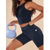imageODODOS Womens Drawstring Tie Daily Shorts with Pockets 6quot Inseam High Waist Workout Yoga Biker ShortsDeep Navy