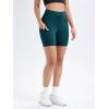 imageODODOS Womens Drawstring Tie Daily Shorts with Pockets 6quot Inseam High Waist Workout Yoga Biker ShortsForest Teal