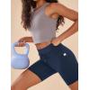 imageODODOS Womens Drawstring Tie Daily Shorts with Pockets 6quot Inseam High Waist Workout Yoga Biker ShortsNavy