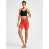 imageODODOS Womens Drawstring Tie Daily Shorts with Pockets 6quot Inseam High Waist Workout Yoga Biker ShortsOrange Red