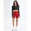 imageODODOS Womens Drawstring Tie Daily Shorts with Pockets 6quot Inseam High Waist Workout Yoga Biker ShortsRed