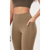 imageODODOS Womens HighWaist 78 Compression Leggings with HighPositioned Pockets Yoga Pants for Running ampamp WorkoutLight Brown