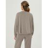 imageODODOS Womens Modal Soft Bubble Hem Sweatshirts Long Sleeve Oversized Top Crew Neck Casual PulloverKhaki